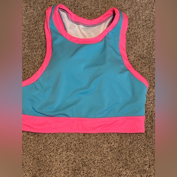 Blue and Pink Women's Swim Top - Picture 1 of 3